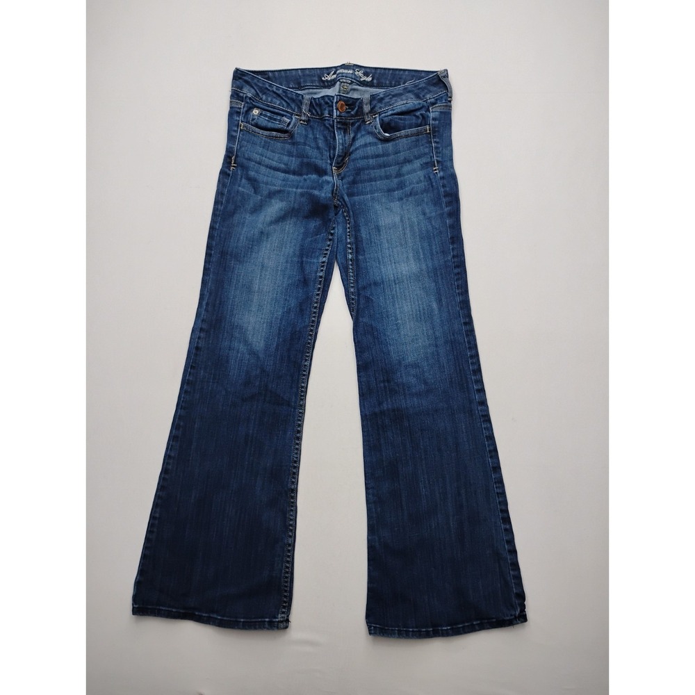 American Eagle AE Hipster Low Rise Boot Vintage Y2K Blue Pants Wide Leg Size 10 - Picture 9 of 16